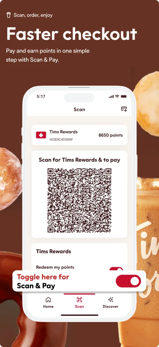Tim Hortons app mobile ordering screen