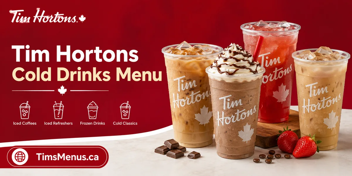 Tim Hortons Cold Drinks menu with prices and calories