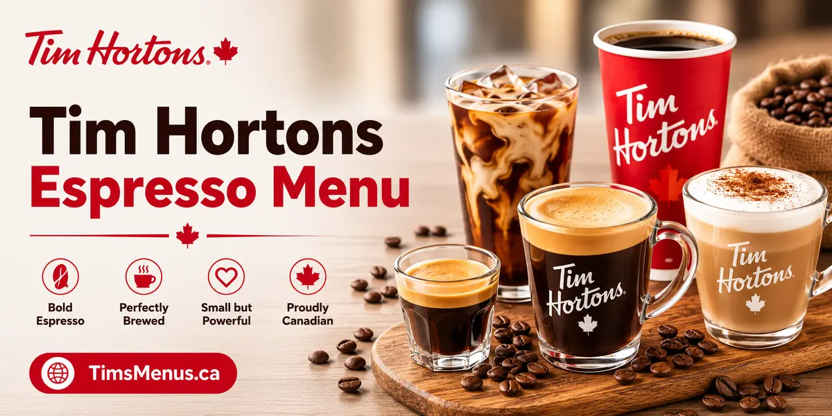 Tim Hortons Espresso menu with prices and calories