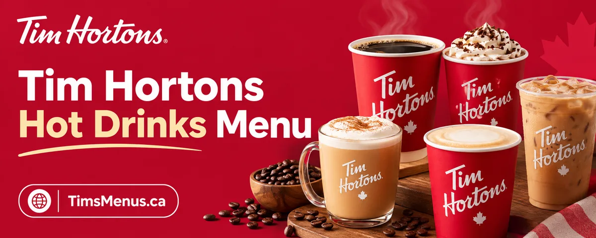 Tim Hortons Hot Drinks menu with prices and calories