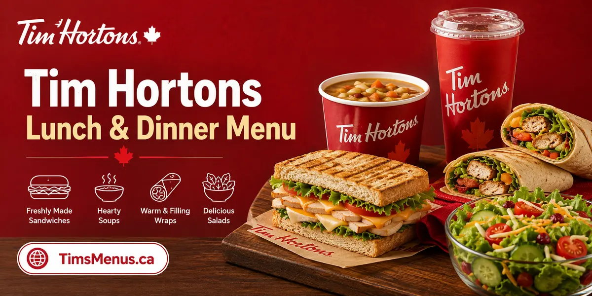 Tim Hortons Lunch & Dinner menu with prices and calories