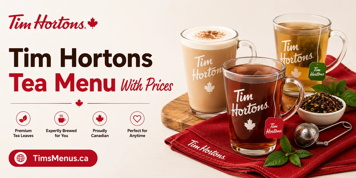 Tim Hortons Tea & Matcha menu with prices and calories