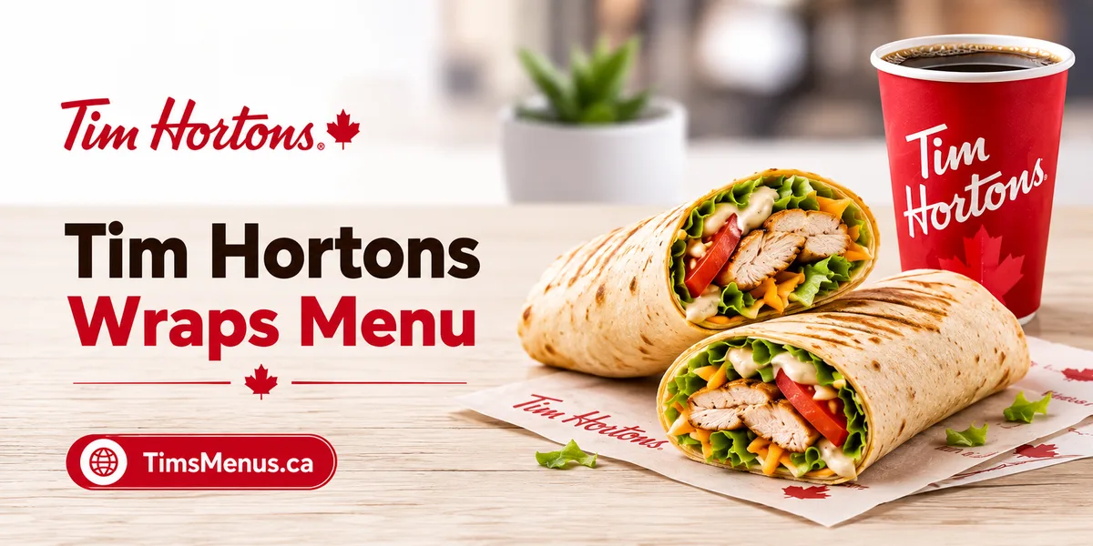 Tim Hortons Wraps menu with prices and calories